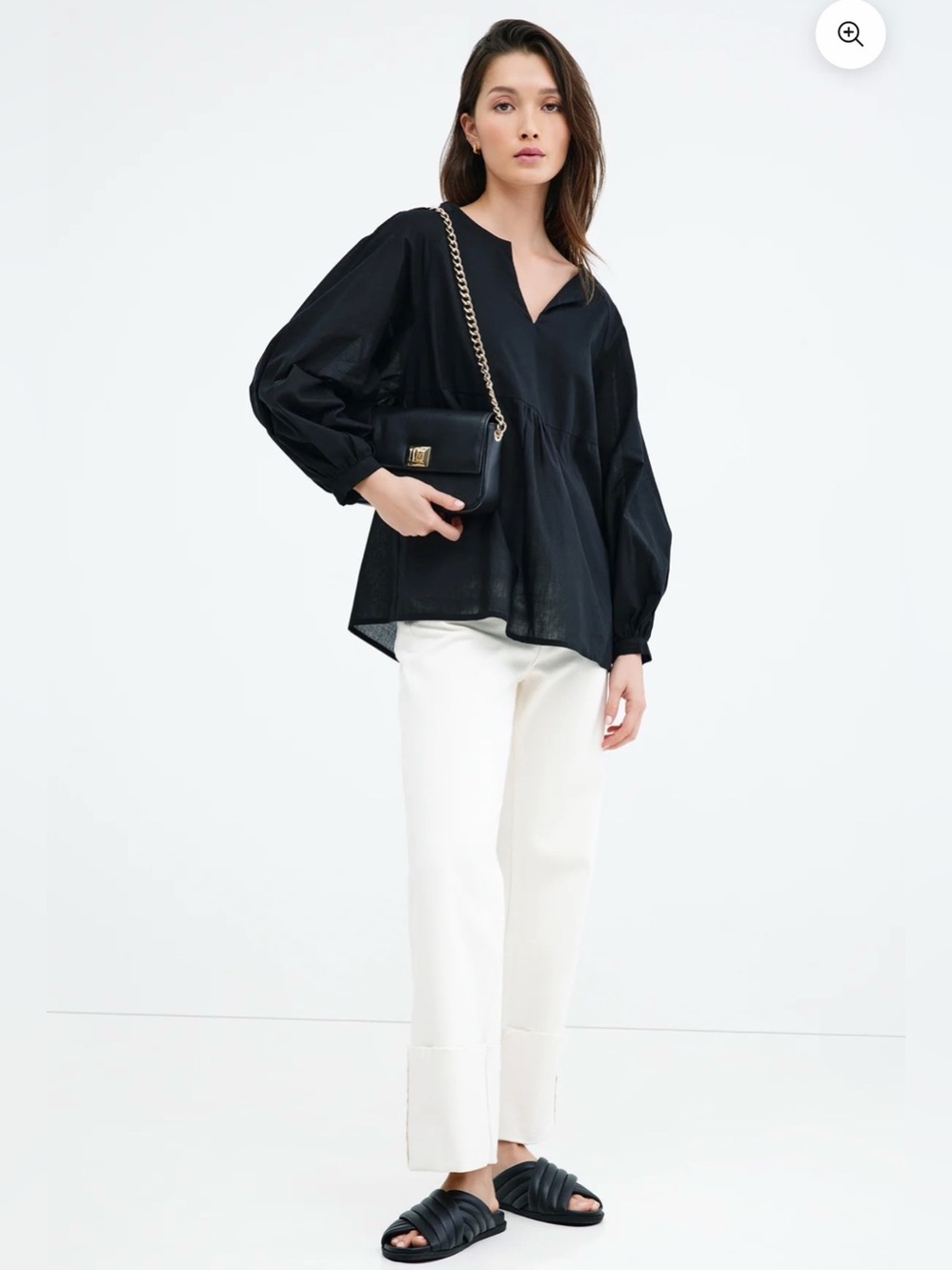 Marcella NYC Kissena Top Black Cotton Voile Babydoll Blouse XS NWT Transitional - Picture 4 of 12